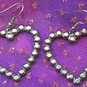 Silver Tone Heart Earrings
